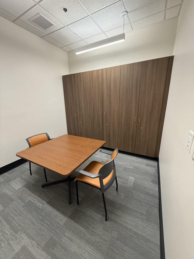 Meeting room with cabinets